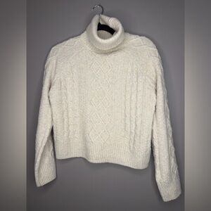 Joie Cream Cable Knit Turtleneck Sweater Womens size XS